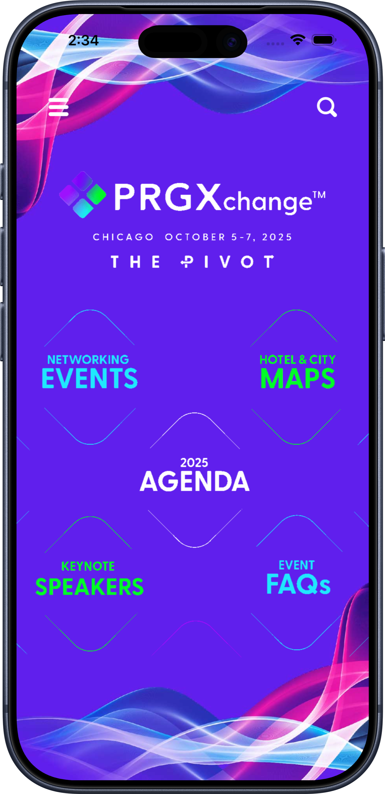 PRGXchange conference app home screen
