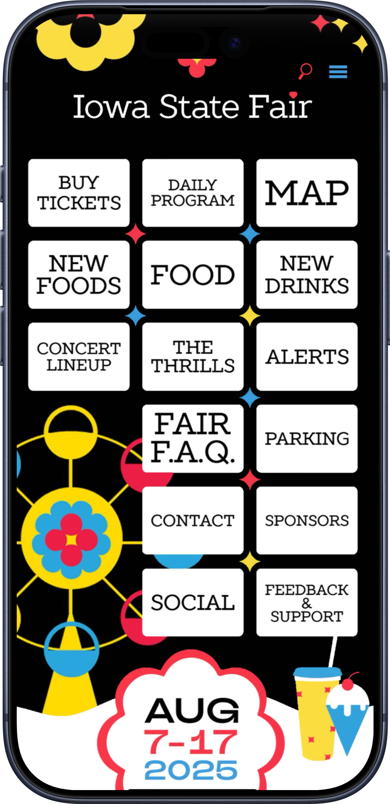 Iowa State Fair mobile app home screen