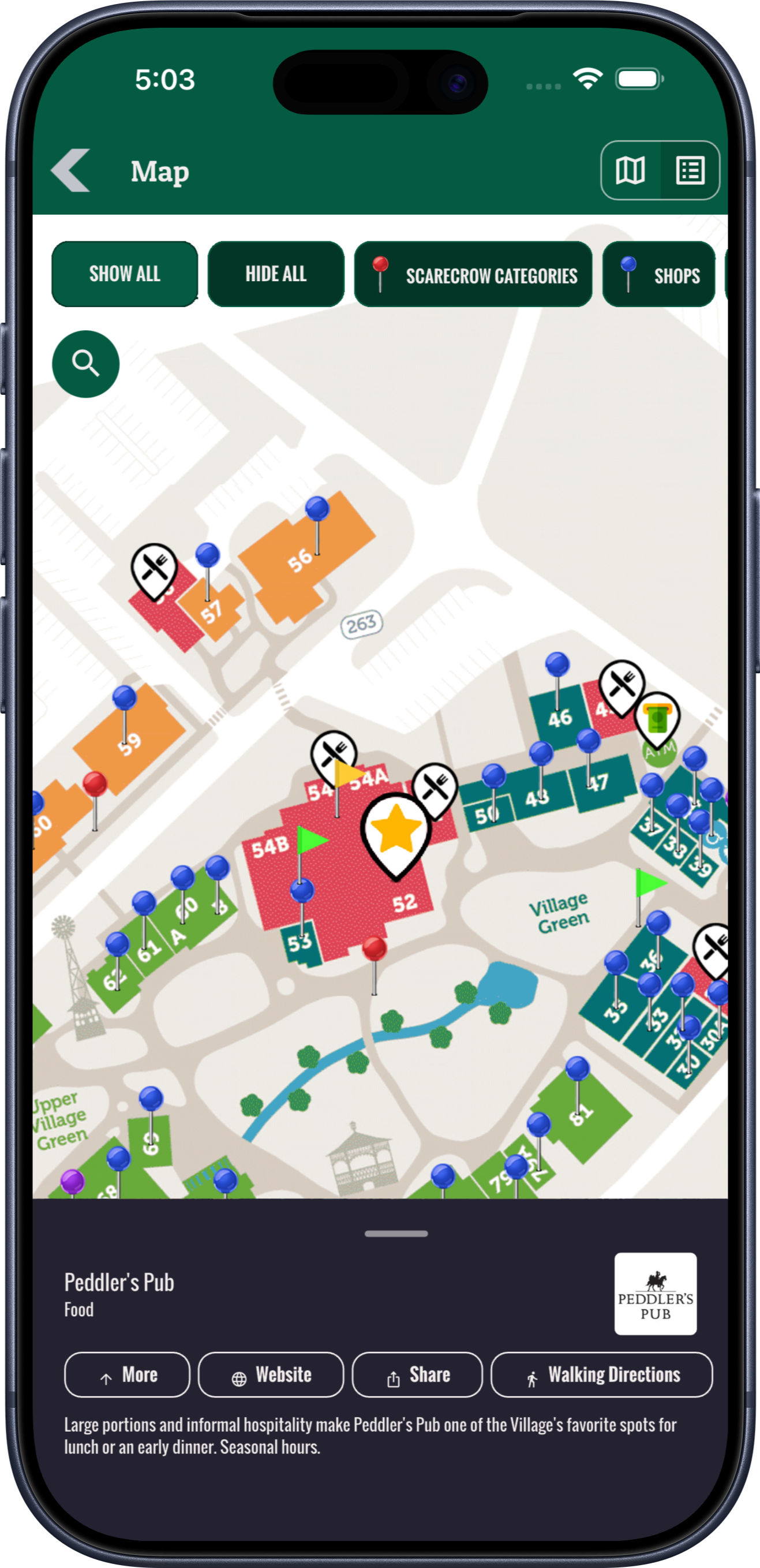 Peddler's Village map