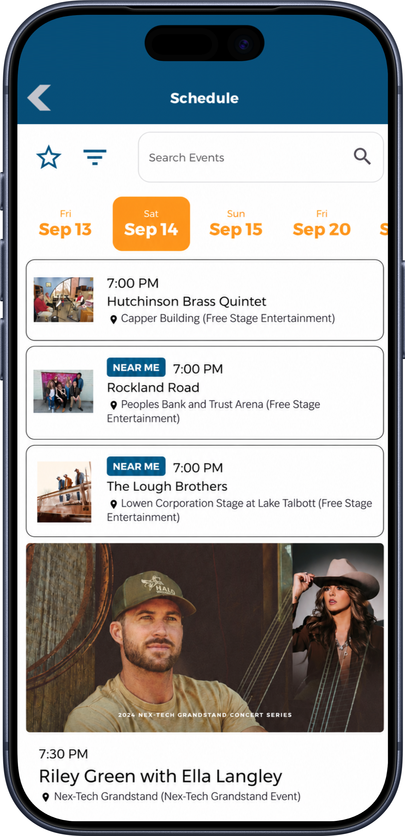 Kansas State Fair schedule with Near Me labels for nearby activities