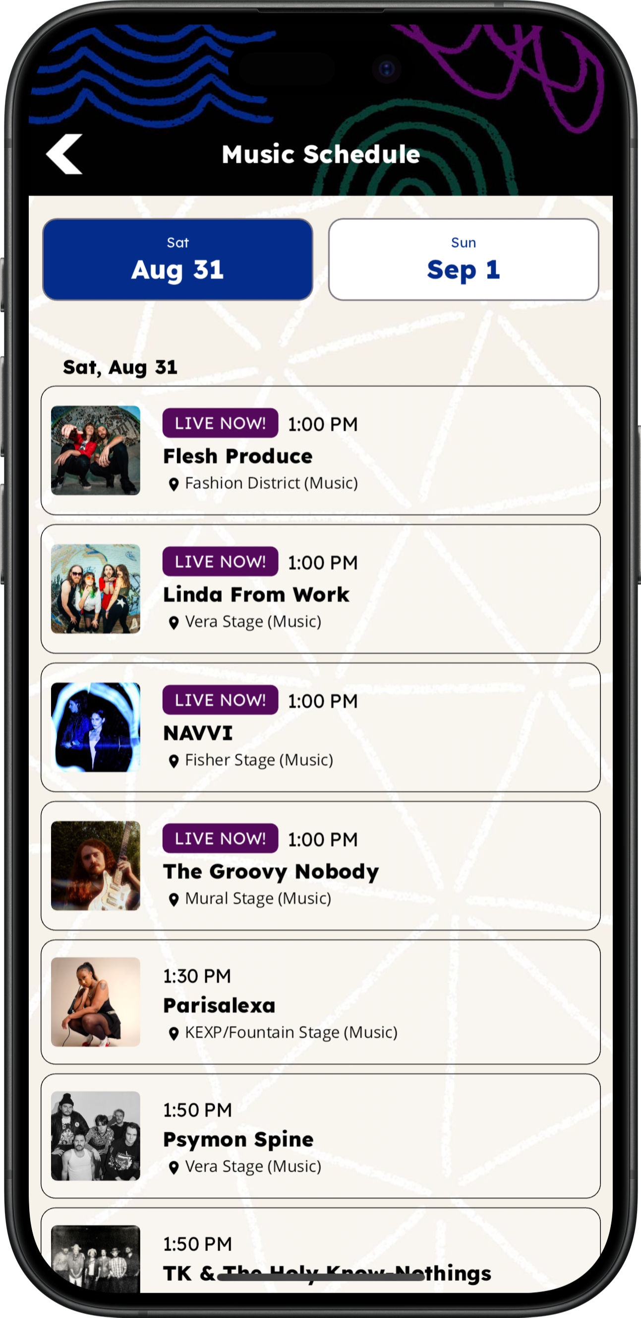 Association conference and activity schedule with favorite controls