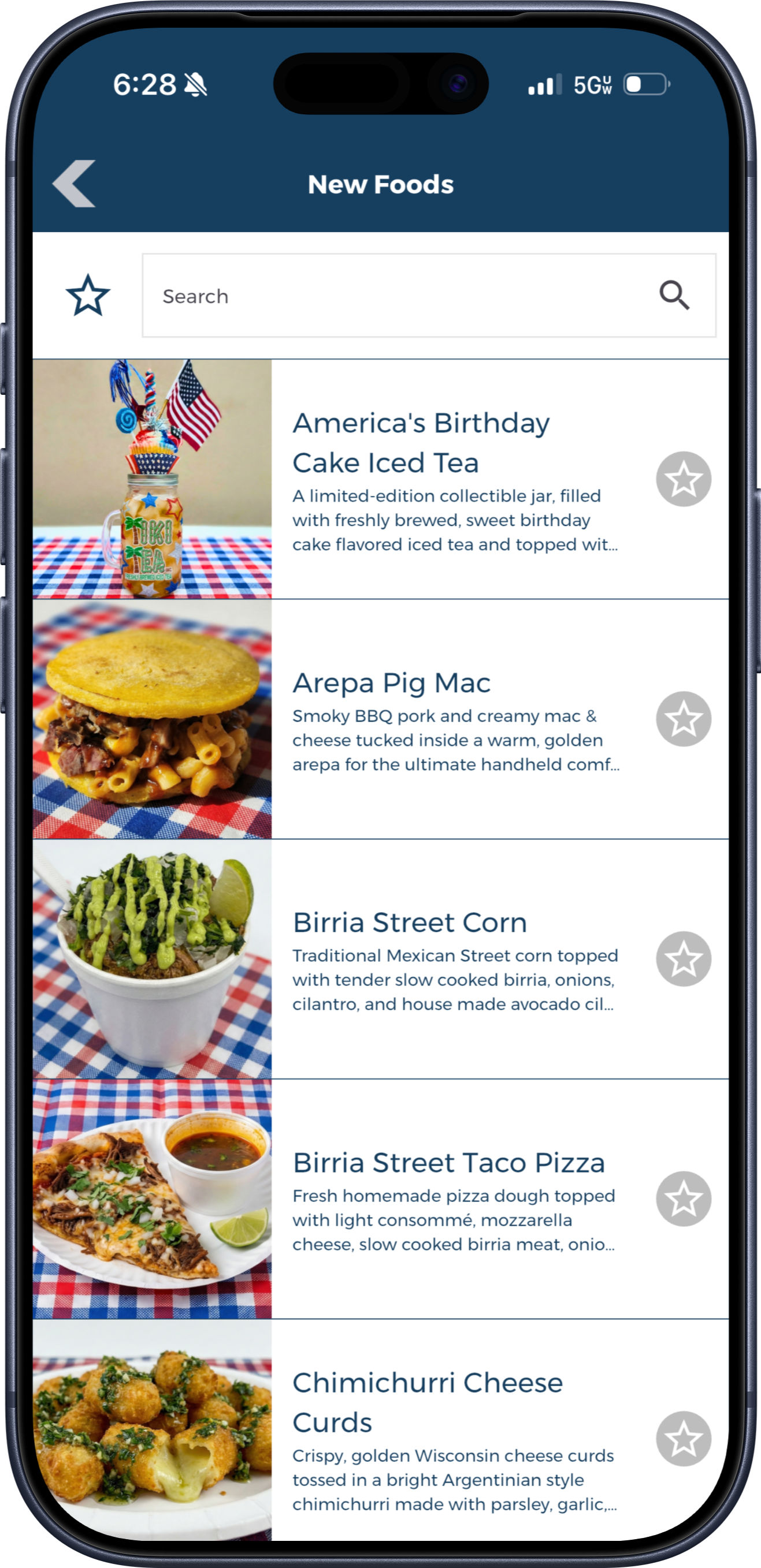 Food & Vendor Grid app screenshot
